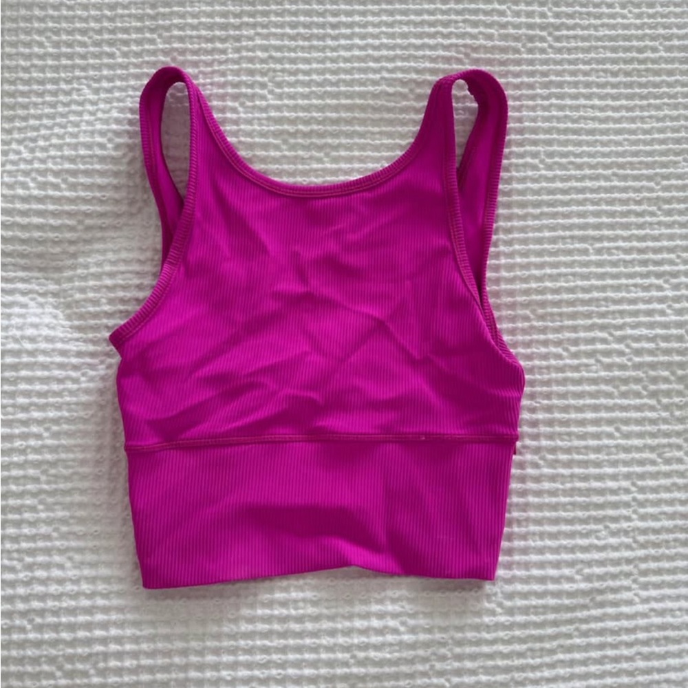 Vibrant Pink Ribbed Crop Top
